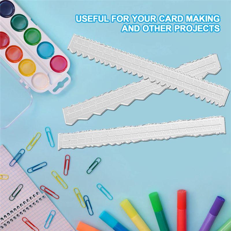 M-Modern-3 Styles Irregular Edge Ruler,Metal Craft Ruler Paper Tearing Ruler For Embossing With Scrapbook Jagged Edge Rulers Dur
