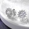 D Color 1ct Certified Moissanite Stud Earrings for Women Sun Flower Wedding Jewelry Brilliant Halo Simulated Diamond Stud