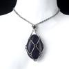 Collana con Catena Intrecciata Fatta a Mano in Acciaio Inossidabile 1720 con Ciondolo in Pietra di Agata Cristallo