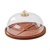 Cake Stand with Clear Lid, Dessert Tray, Cupcake Stand, Organizing Dish for Sweets, Wooden And TPE