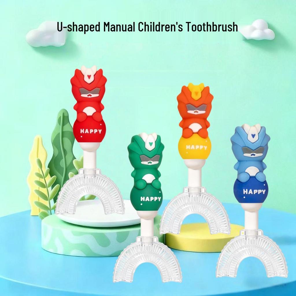 Children's U-Shaped Toothbrush with Soft Bristles and Non-Slip Handle for Ages 1-12