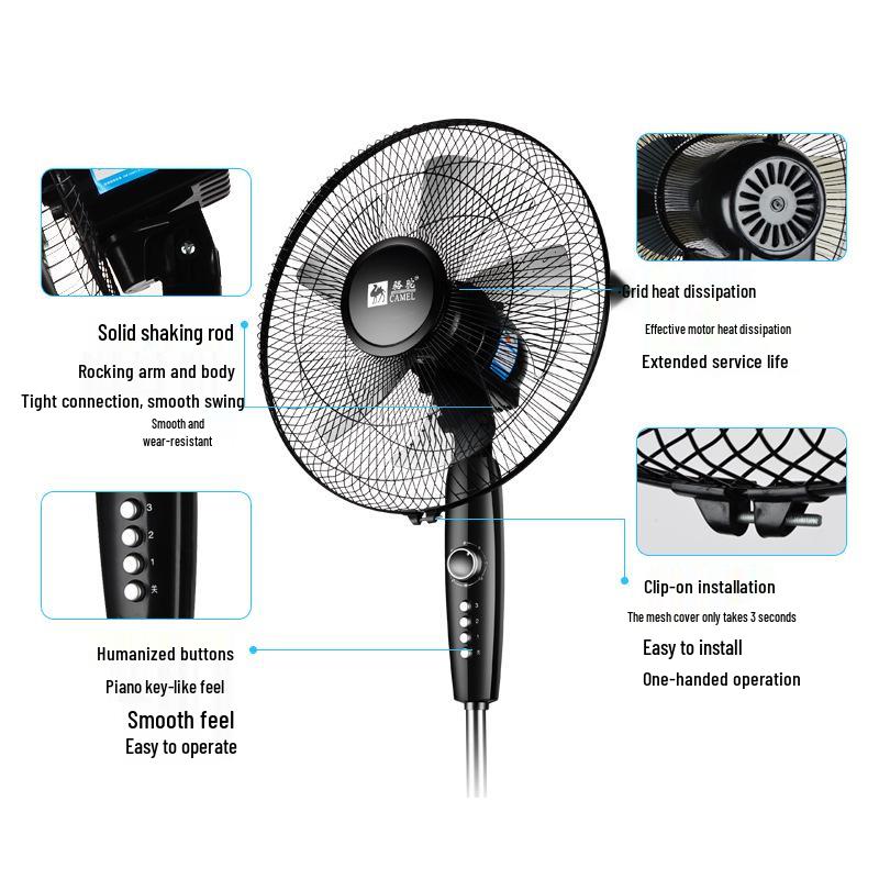 Camel Silent Oscillating Floor & Desktop Fan with Remote Control - Perfect for Home or Dorm, Free Shipping