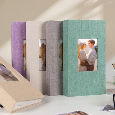 Fotoğraf Albümü 4x6 300 Cepli Keten Kapaklı Fotoğraf Defteri Ön Pencereli Geçmeli Dikey Fotoğraf Kitabı Kişiselleştirilmiş Düğün Tatil Anısı için