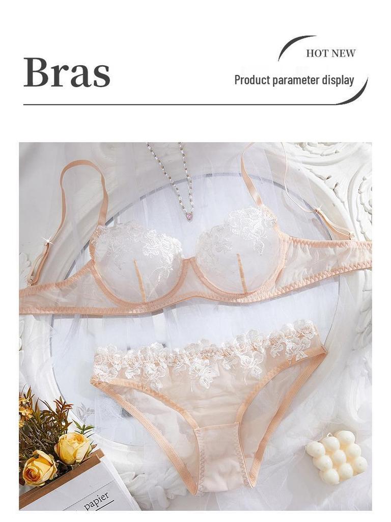 French Purple Lace Embroidery Two-Piece Bra Set