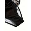 Fashionable V Neck Leopard Print Strap One Piece Swimsuit Tummy Control Bathing Suit