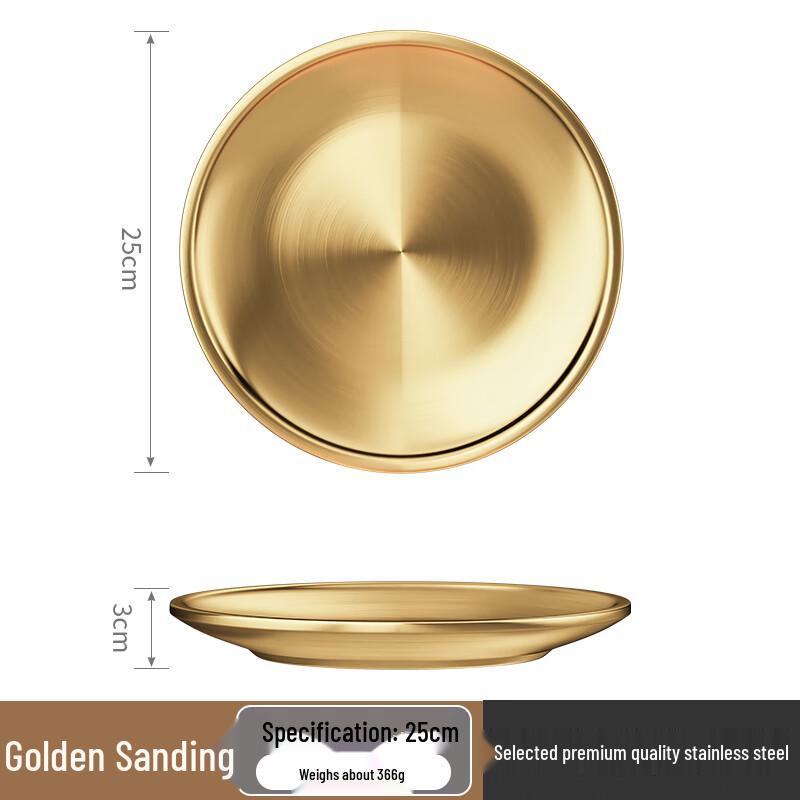 Gold Stainless Steel Double-Layer Insulated Round Plate
