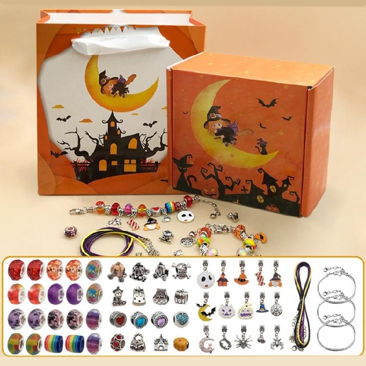 Horror Charm Bracelet DIY Halloween Link Chain Pumpkin Black Cat Bracelets
