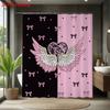1Pc Black White Angel Wing Print Waterproof Shower Curtain Bathroom Partition Privacy Multiple Sizes 12 Hooks Easy To Install