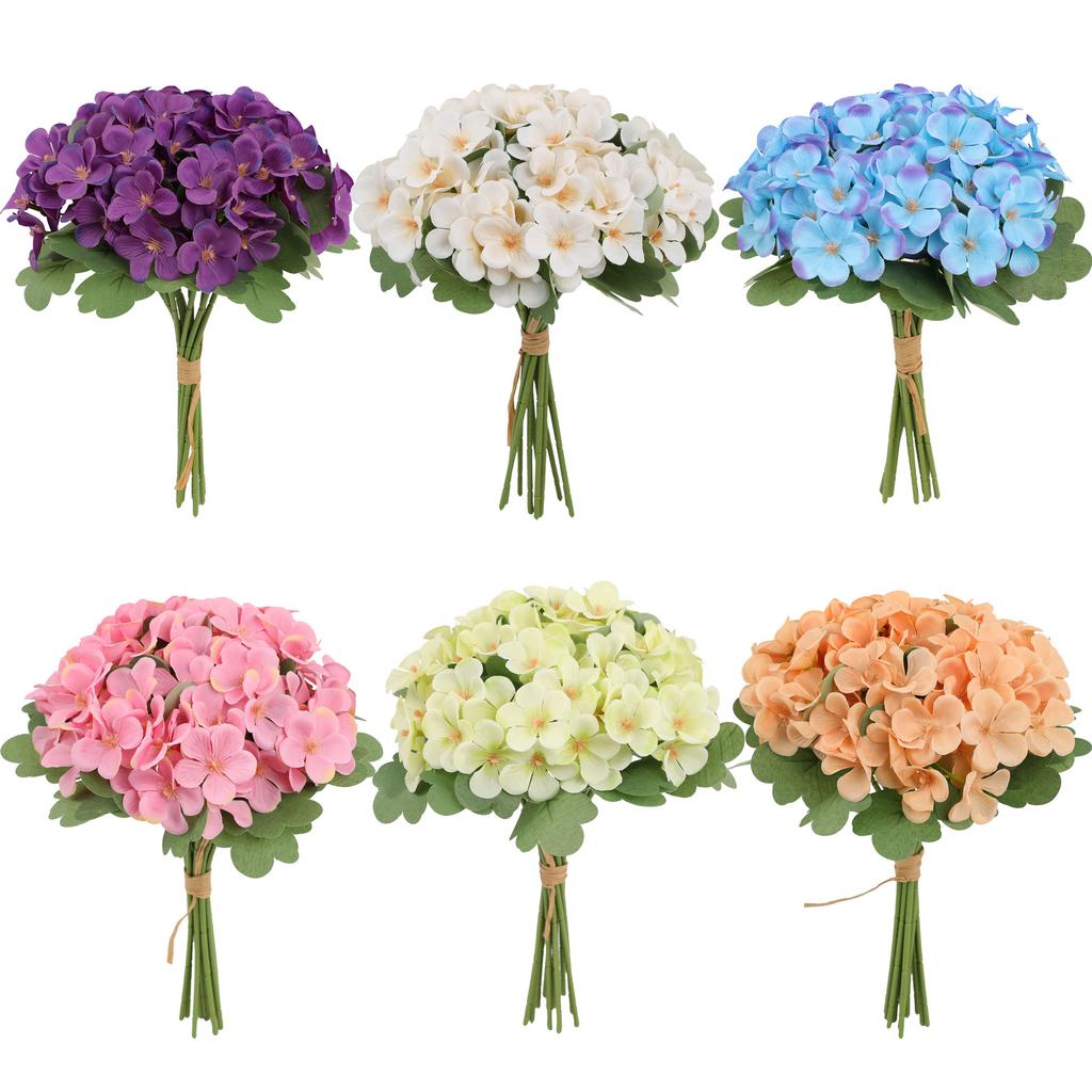 12PC/Bundle Silk Hydrangea Flowers Bridal hand Bouquet Retro Table Vase Flower Decor for Wedding Decora Room Balcony DIY Bouquet