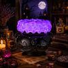 Halloween Cauldron Decorations LED Bubble Light Decor, Color Changing Witch Potion Lamp with Simmering Display Purple Light, Spooky Gothic Tabletop