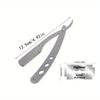 1 set Rasoio da Barba a Lama Dritta in Acciaio per Uomo Pieghevole Coltello da Barba Strumenti per la Rimozione dei Peli con Lame Lama per Capelli Pieghevole Rasoio a Lama Dritta da Barbiere