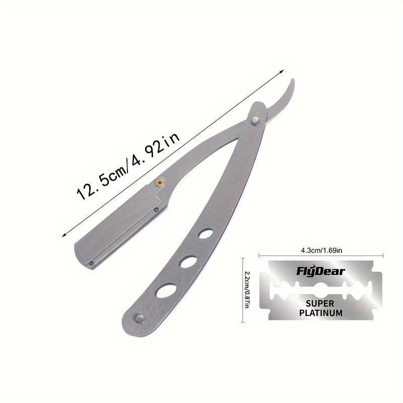 1 set Rasoio da Barba a Lama Dritta in Acciaio per Uomo Pieghevole Coltello da Barba Strumenti per la Rimozione dei Peli con Lame Lama per Capelli Pieghevole Rasoio a Lama Dritta da Barbiere