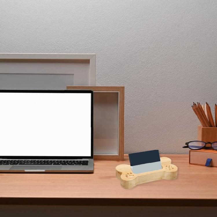 Sophisticated Wood Card Holder Sturdy Desk Storage Display Organizers Home Accessory with Pet Paws Accent 2 Pack