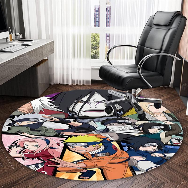 1 Stück NARUTO (3) Runder Teppich mit Aufdruck Stuhl Runder Teppich Geeignet für Schlafzimmer Wohnzimmer Heimdekoration Teppich