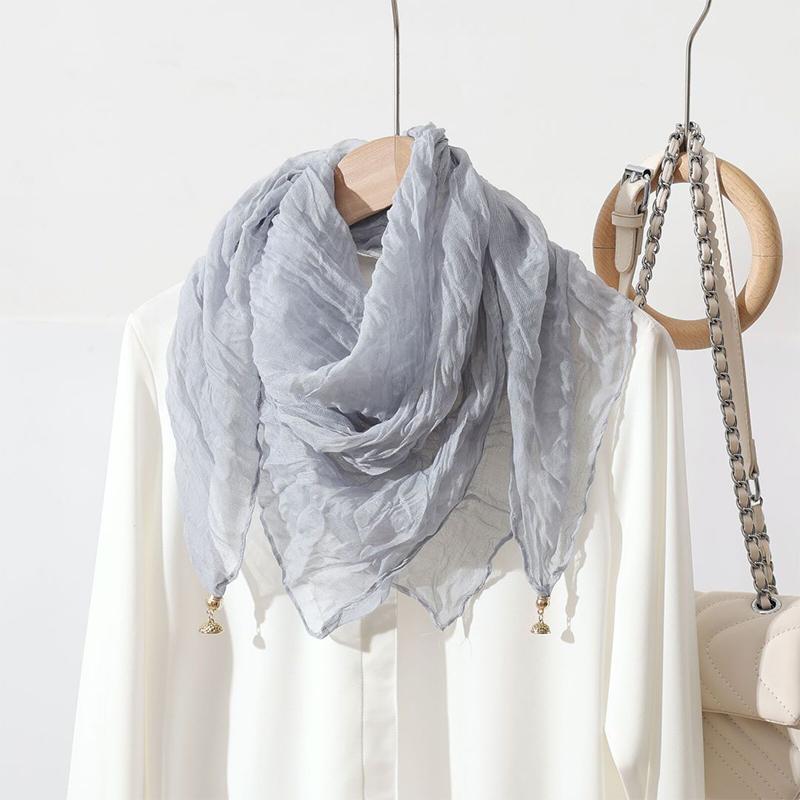 Women Scarf for Women Fashion Square Scarf Bohemian With Magnetic Buckle Casual Long Pleated Outings