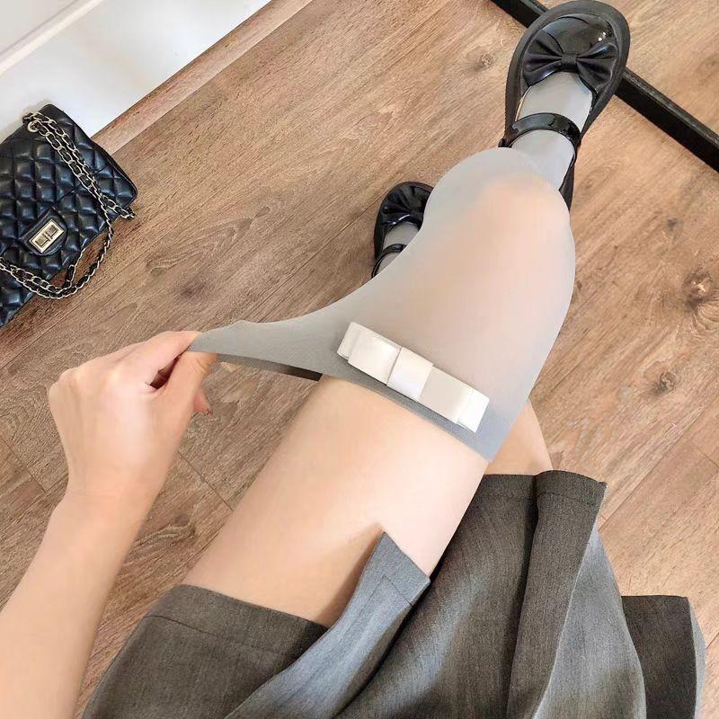 Spring And Summer Thin Smoke Gray Knee Socks Korean Bow White Jk Thigh Socks Japanese Black Stockings Women One size fits all