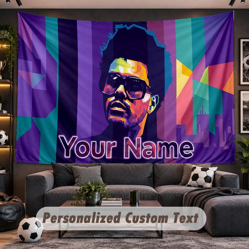 Wall Hanging Tapestry Custom NameThe Weeknd Pattern Personalized Printed Fabric Wall Decor