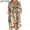 Women Turn-down Collar Long Sleeve Shirt Dress Summer Fashion Plaid Print Dress