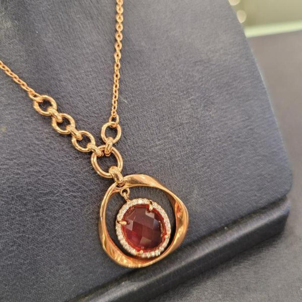 Atria Crystal Red Oval N Necklace JTONEFR0047PKF