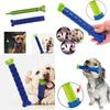 Silicone Dog Chew Toy Bone Interactive Teeth Cleaning Toy For Pet Durable And Noise-making Blue And Green