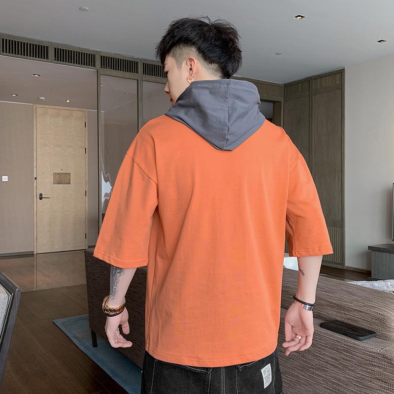2022 Summer Men's Hooded Short-Sleeve Sweatshirt - Korean Style Casual Hoodie for Students