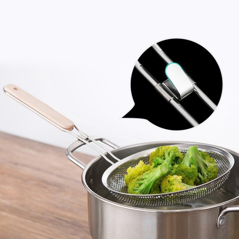 1 Premium-Edelstahl-Schaumlöffel mit Holzgriff - Feines Sieblöffel, geeignet zum Kochen, zur Lebensmittelzubereitung