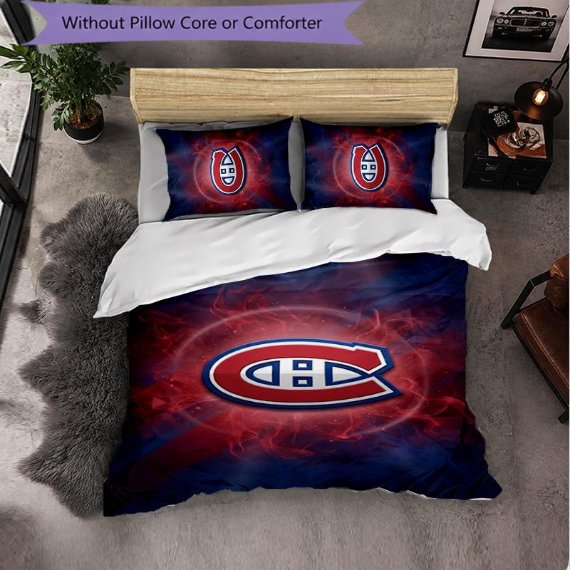 Montreal Canadiens Pattern Microfiber 3Pcs Bedding Set Decor Duvet Cover Set For Bedroom Home Use