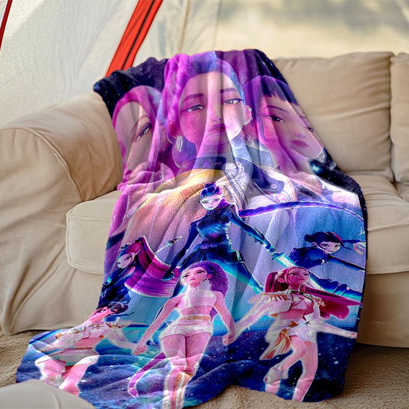 1pc Easy-Care Kpop Demon Hunters Blanket, Perfect for Couch, Bed, Home, Travel & More, Warm & Durable Printed Blanket