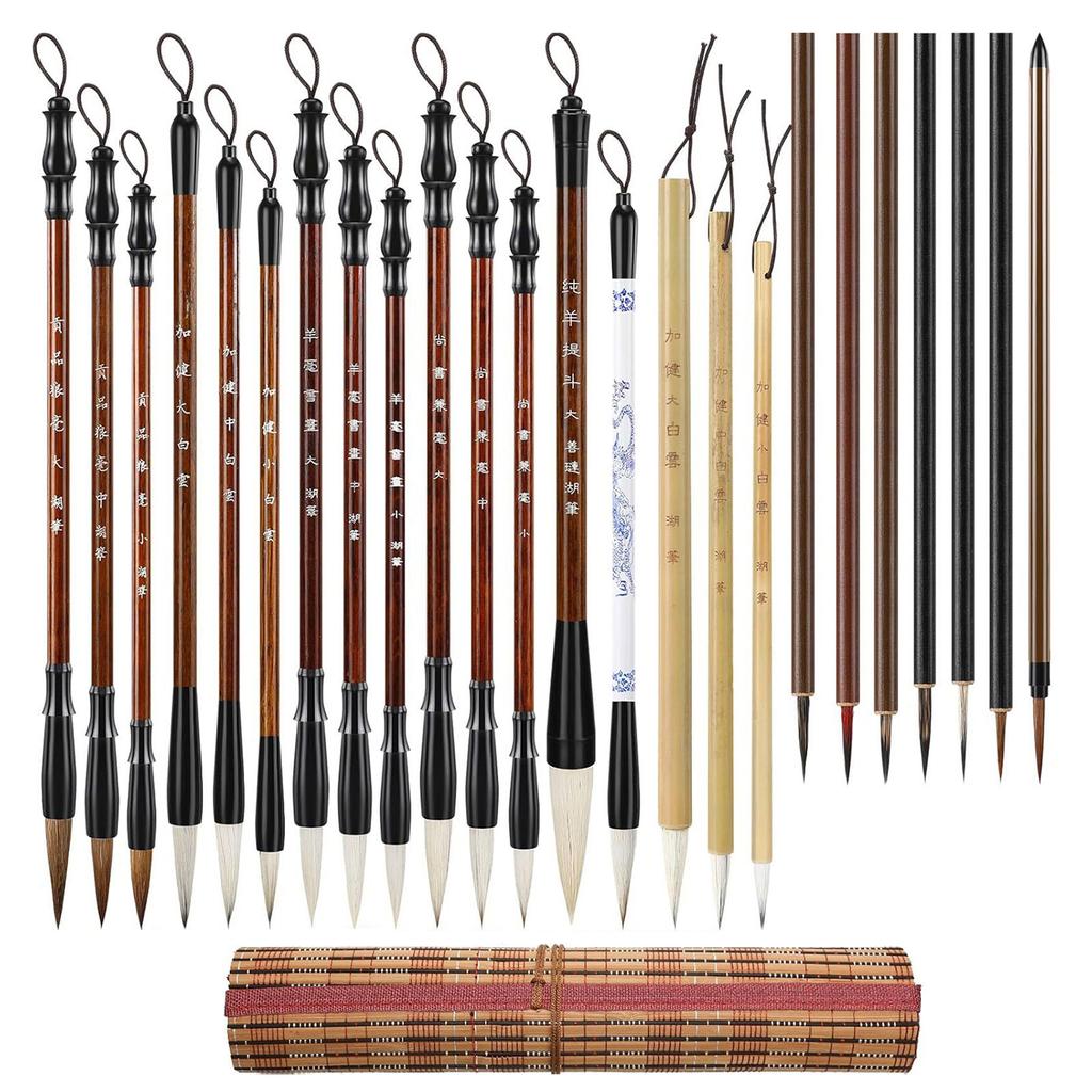 24Pcs Calligraphy Brush Pen Chinese Painting Brush Antithetical Couplet Writing Brush for Beginner Artist Adult Kid