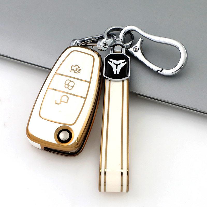 Key Case for Ford 2013-2019 Kuga & 2012-2018 Focus with Gold Trim