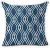 Blue and white geometric linen pillowcase sofa cushion cover home decoration can be customized for you 40x40 45x45 50x50