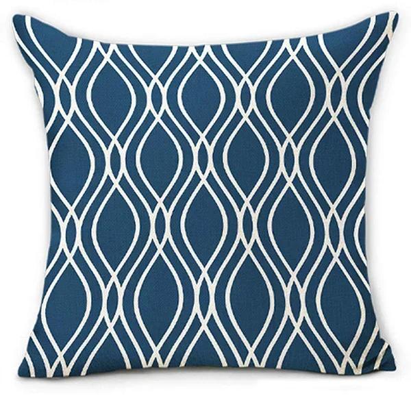 Blue and White Geometric Linen Pillowcase Sofa Cushion Cover Home Decoration Can Be Customized for You 40x40 45x45 50x50