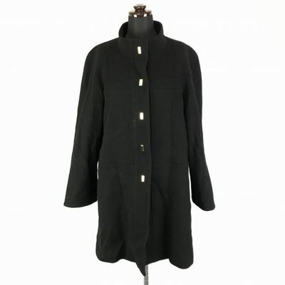 90er Japan BON PLAN 50% Kaschmir Rollkragenmantel Damen M Schwarz Designknöpfe(GEBRAUCHT)