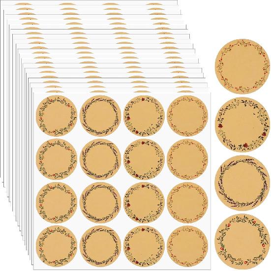 20 Sheets Canning Labels, Brown Labels, Blank Self-Adhesive Stickers, Removable Writable Gift Label, Round Sticker Label for Bottles, Jars, Gift