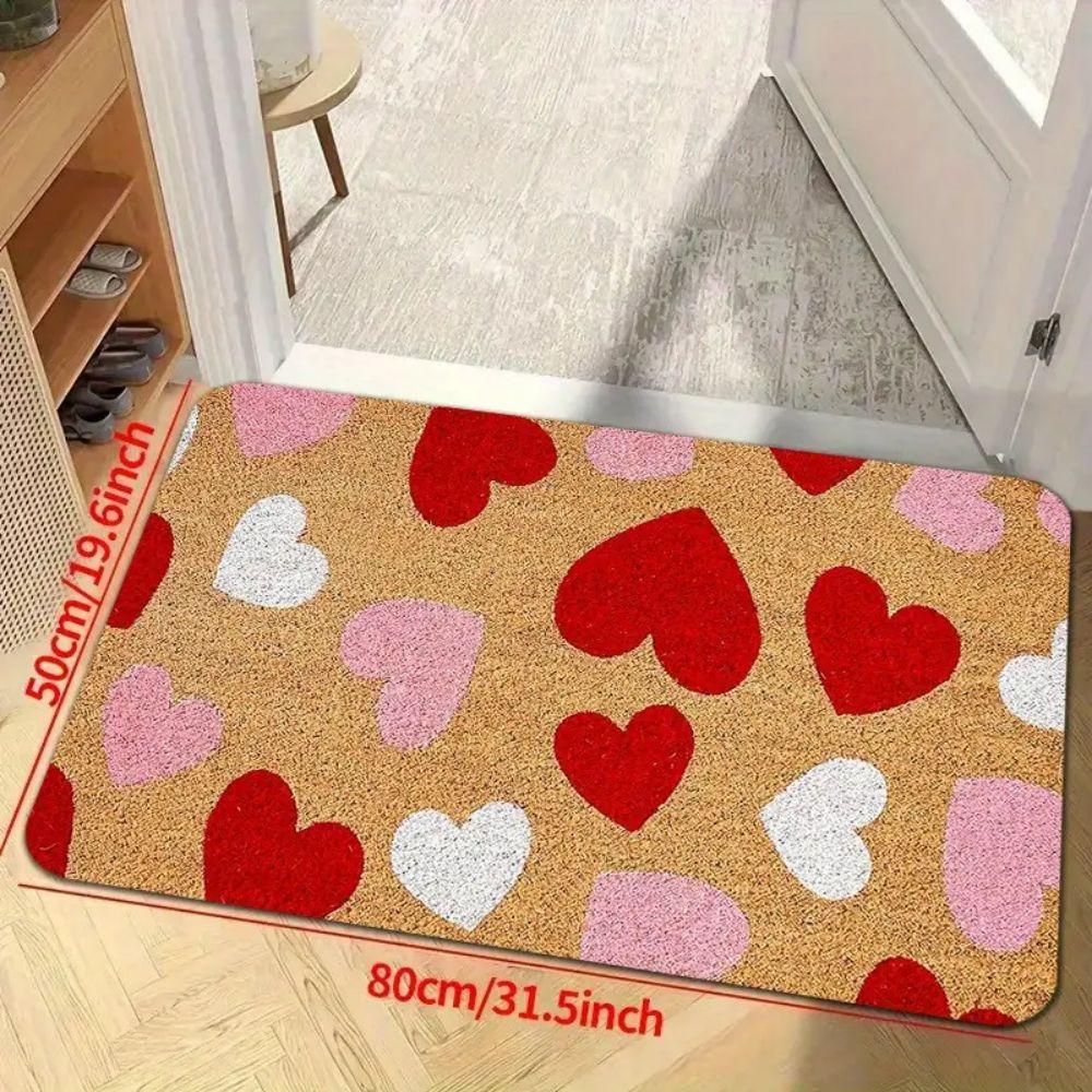 Valentine's Day Heart-Shaped Welcome Doormat Indoor/Outdoor Entrance Mat Wedding & Valentine's Day Home Decor