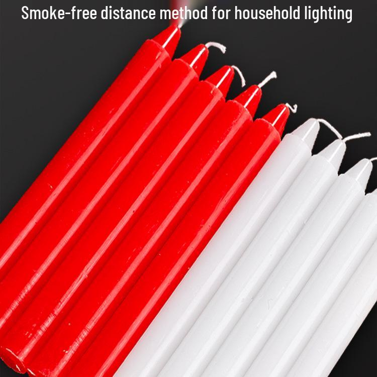 Smokeless Odorless Mini Emergency Candles for Outdoor Power Outages and Festive Use - Red and White