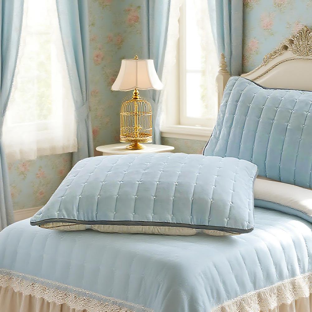 Stable Pillow Cover with Elastic Bands Travel Pillow Cover Anti-slip Quilted Waffle Pillowcase Protect from Dust Sweat And Stain