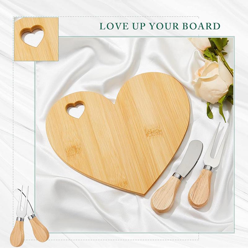 Heart Shape Cutting Board, Wood Heart Shaped Cutting Board Valentine's Day Gifts, Charcuterie Boards Bamboo Bread