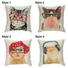 Cute Cat Cushion Cover Pet Animal Print Pillowcase  Home Decor Car Bed Pillow   45x45cm