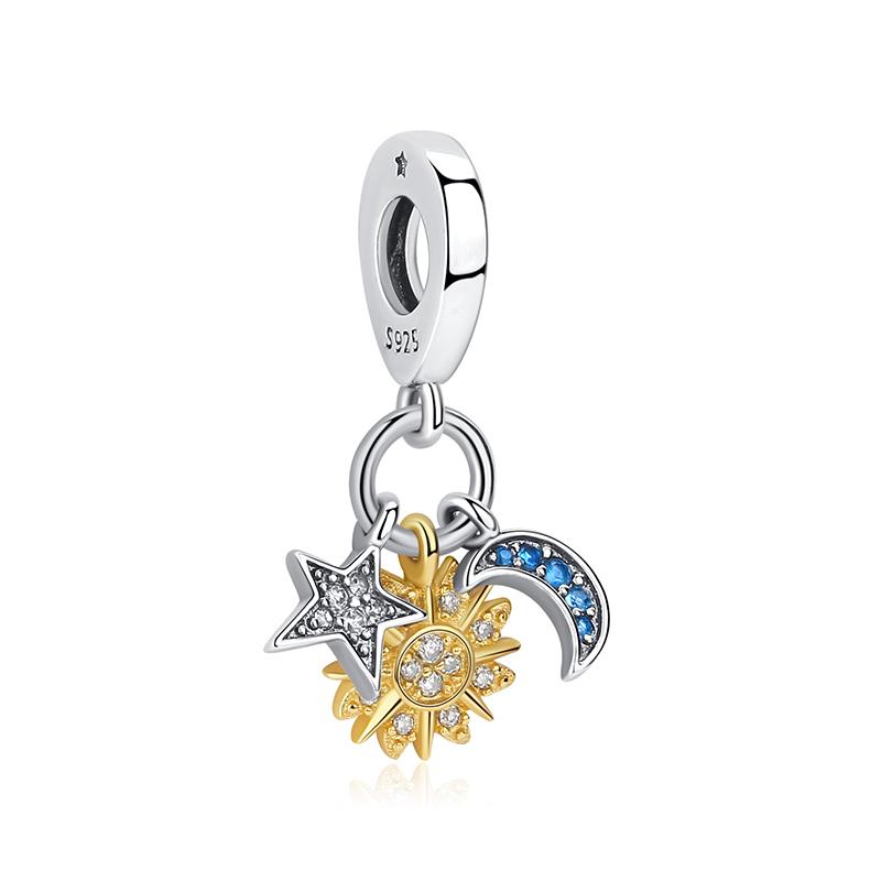 925 Silver Charm Love Star Moon Sun Spaceman Pendant Beads Charms Fit Original Bracelets Necklaces Jewelry For Women