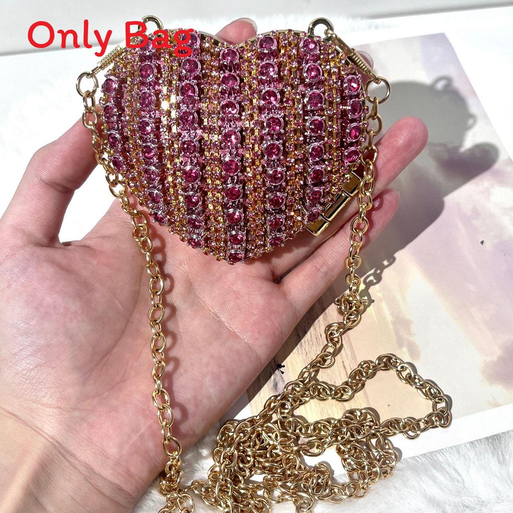Mini Borsa a Mano a Forma di Cuore d'Amore con Decorazioni di Diamanti Acqua Scintillante per Uso Quotidiano