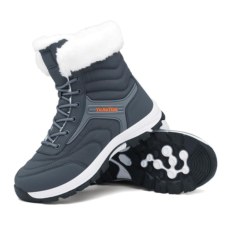 Waterproof Snow Boots Plush Warm Cotton Shoes Women Men Anti-slip Winter Hiking Shoes High-top Boots Outdoor Walking Shoes