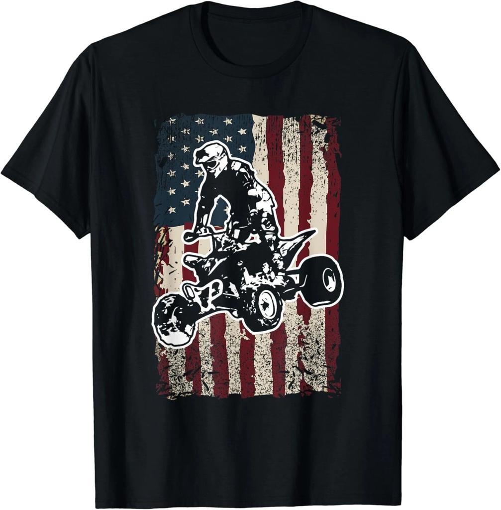 Quad Bike Patriotic American Flag ATV Biker Gift Unisex T-Shirt