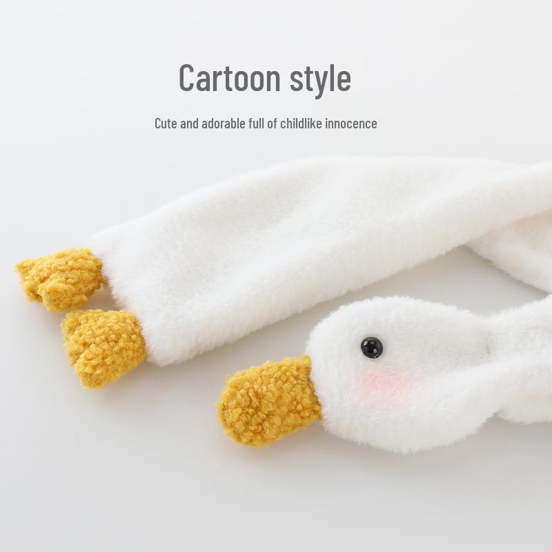 Winter Cartoon Gans Plüschschal für Jungen & Mädchen - Warmer, winddichter Nackenschutz für Kleinkinder.
