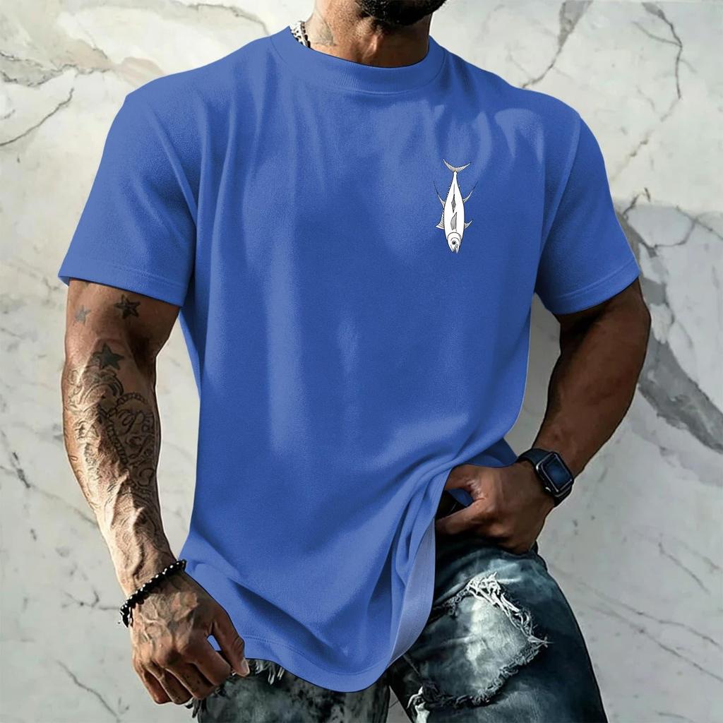 Men's Vintage Texture Printed Short Sleeve T Shirt Loose Fit Casual Summer Daily Wear Top Lightweight Breathable Fabric