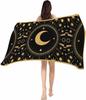 Beach Towel Stars Moon Bath Pool Towels Green Geometric Gorgeous Starry Night Soft Absorbent Beach Towel Lightweight Large Quick