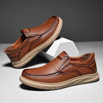 Sapatos de couro de vaca masculinos de camada superior, calçados casuais para primavera e verão, sola macia, confortáveis, sapatos de couro genuíno para dirigir