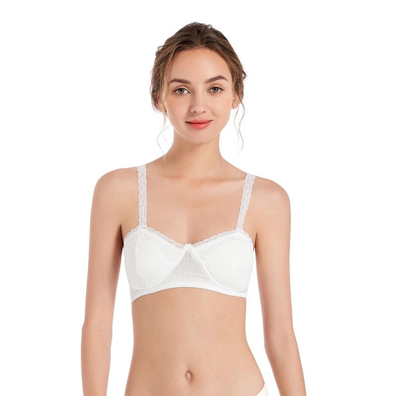 Thin Lace Hook Lace Strap Bra No Underwire Small Chest Held Back Double Row Buckle Solid Color Sexy Underwear Multi-color