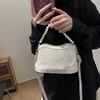 Trendy Black And Beige Pearl Chain Small Bag For Women Stylish Crossbody Purse For 2024 Spring Summer Fashion