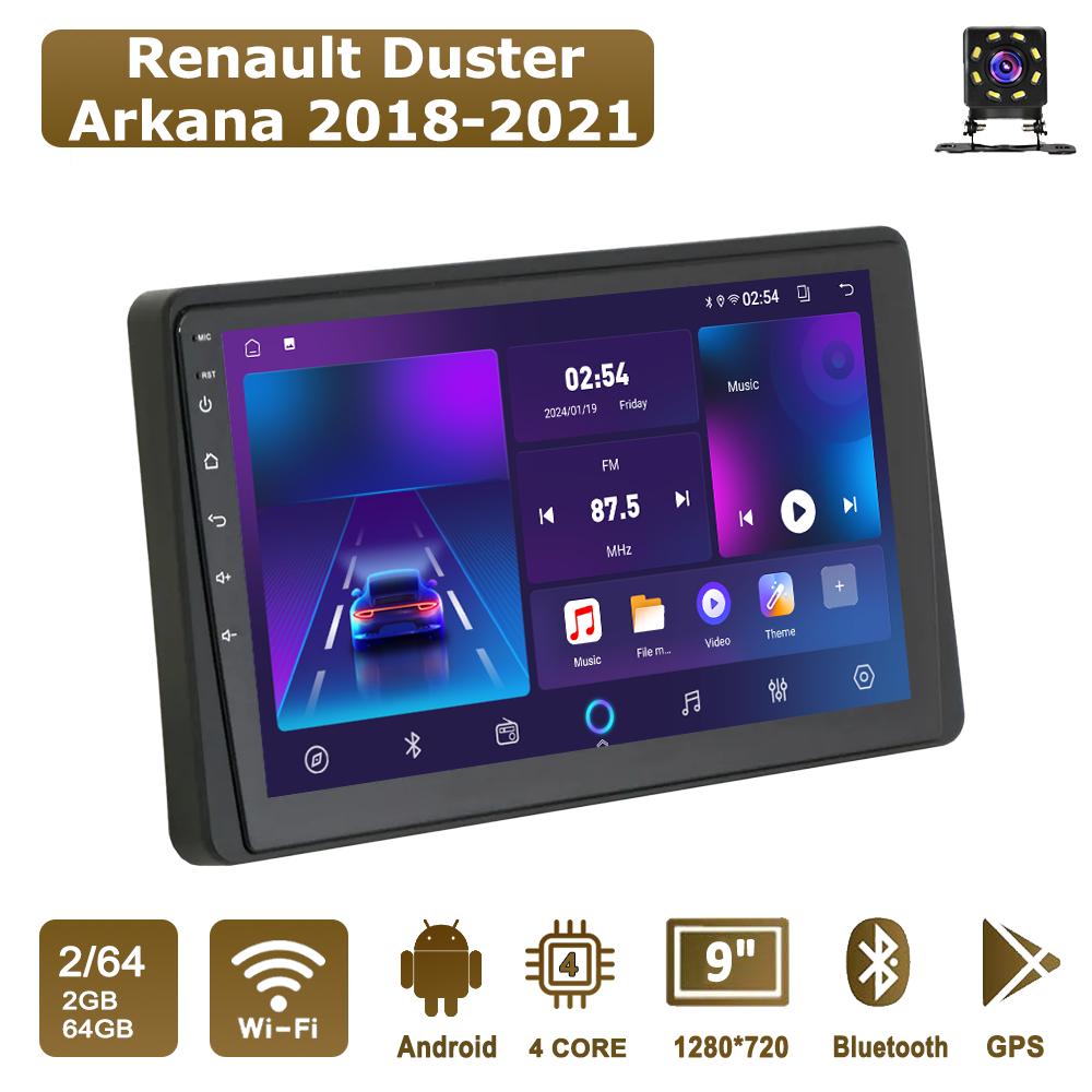 

Android Car-Play Car Radio For Renault Duster Arkana 2018-2021 Multimedia Player Head Unit Stereo GPS Navigation BT WIFI,2+64GB чорний